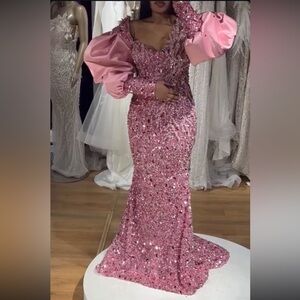 Elegant Pink Sequin Gown